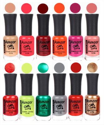 

Avnoor Trendy Color Gel Nail Polish Combo Set No 587 Multicolor(Pack of 12)