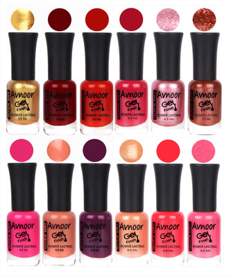 

Avnoor Trendy Color Gel Nail Polish Combo Set No 309 Multicolor(Pack of 12)