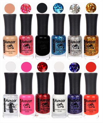 

Avnoor Trendy Color Gel Nail Polish Combo Set No 604 Multicolor(Pack of 12)