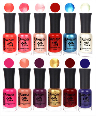 

Avnoor Trendy Color Gel Nail Polish Combo Set No 407 Multicolor(Pack of 12)