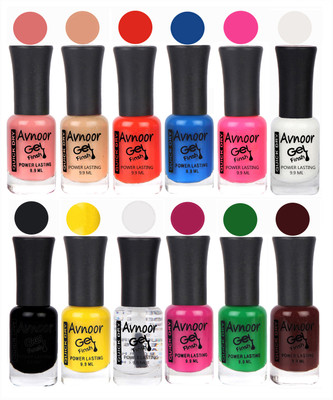 

Avnoor Trendy Color Gel Nail Polish Combo Set No 613 Multicolor(Pack of 12)