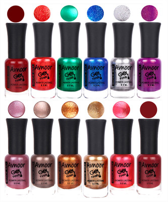 

Avnoor Trendy Color Gel Nail Polish Combo Set No 250 Multicolor(Pack of 12)