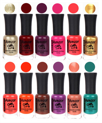 

Avnoor Trendy Color Gel Nail Polish Combo Set No 108 Multicolor(Pack of 12)