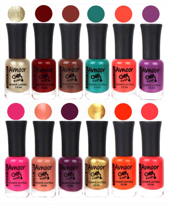 

Avnoor Trendy Color Gel Nail Polish Combo Set No 103 Multicolor(Pack of 12)