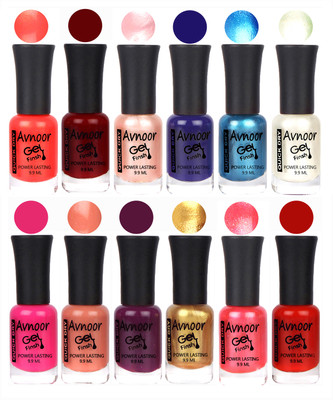 

Avnoor Trendy Color Gel Nail Polish Combo Set No 394 Multicolor(Pack of 12)
