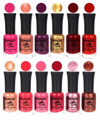 

Avnoor Trendy Color Gel Nail Polish Combo Set No 313 Multicolor(Pack of 12)