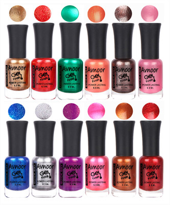 

Avnoor Trendy Color Gel Nail Polish Combo Set No 282 Multicolor(Pack of 12)