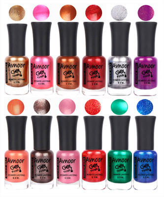 

Avnoor Trendy Color Gel Nail Polish Combo Set No 285 Multicolor(Pack of 12)