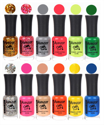 

Avnoor Trendy Color Gel Nail Polish Combo Set No 172 Multicolor(Pack of 12)