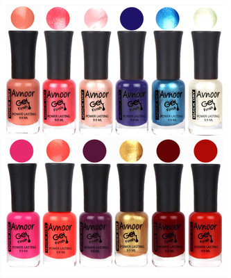 

Avnoor Trendy Color Gel Nail Polish Combo Set No 385 Multicolor(Pack of 12)