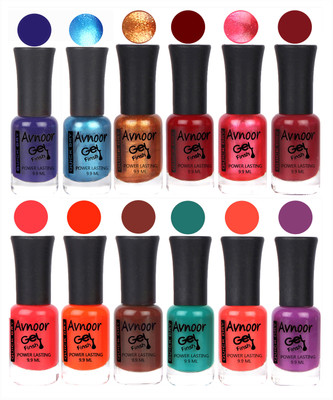 

Avnoor Trendy Color Gel Nail Polish Combo Set No 131 Multicolor(Pack of 12)