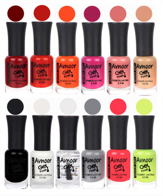

Avnoor Trendy Color Gel Nail Polish Combo Set No 207 Multicolor(Pack of 12)