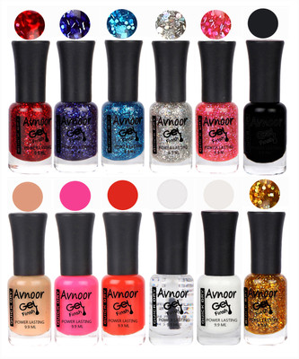 

Avnoor Trendy Color Gel Nail Polish Combo Set No 598 Multicolor(Pack of 12)