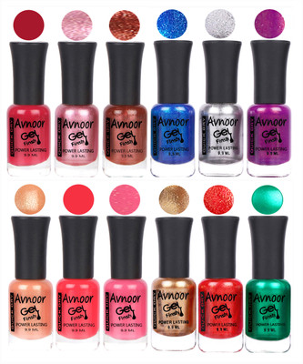

Avnoor Trendy Color Gel Nail Polish Combo Set No 245 Multicolor(Pack of 12)