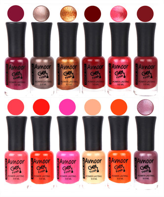 

Avnoor Trendy Color Gel Nail Polish Combo Set No 368 Multicolor(Pack of 12)