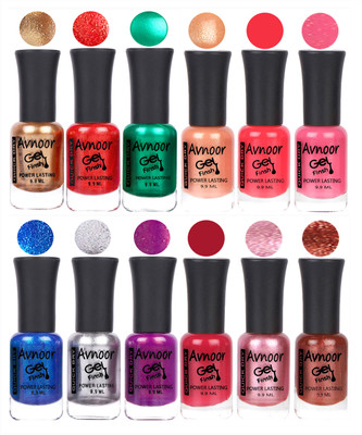 

Avnoor Trendy Color Gel Nail Polish Combo Set No 244 Multicolor(Pack of 12)