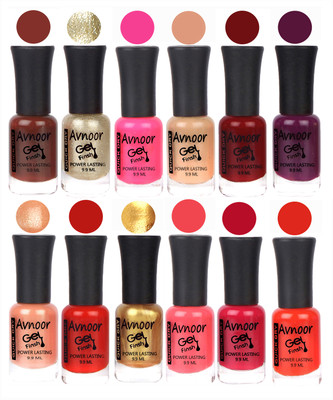 

Avnoor Trendy Color Gel Nail Polish Combo Set No 549 Multicolor(Pack of 12)