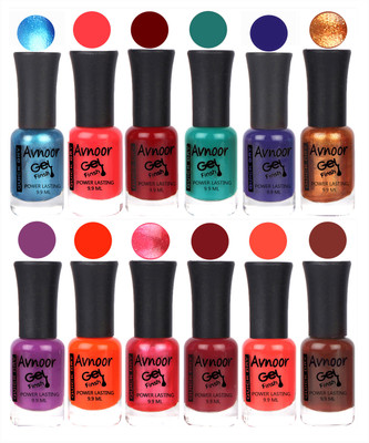 

Avnoor Trendy Color Gel Nail Polish Combo Set No 140 Multicolor(Pack of 12)