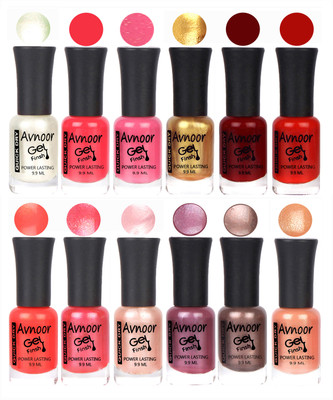 

Avnoor Trendy Color Gel Nail Polish Combo Set No 637 Multicolor(Pack of 12)