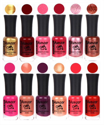 

Avnoor Trendy Color Gel Nail Polish Combo Set No 305 Multicolor(Pack of 12)