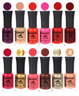 

Avnoor Trendy Color Gel Nail Polish Combo Set No 555 Multicolor(Pack of 12)