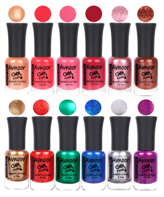 

Avnoor Trendy Color Gel Nail Polish Combo Set No 241 Multicolor(Pack of 12)