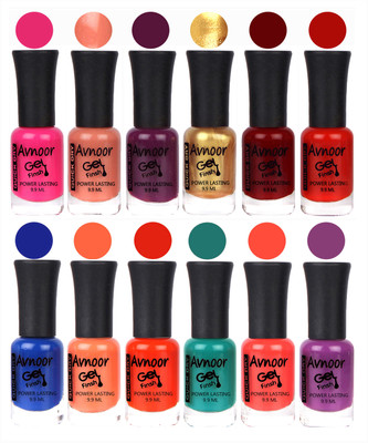 

Avnoor Trendy Color Gel Nail Polish Combo Set No 446 Multicolor(Pack of 12)