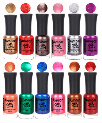 

Avnoor Trendy Color Gel Nail Polish Combo Set No 287 Multicolor(Pack of 12)