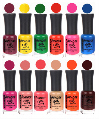 

Avnoor Trendy Color Gel Nail Polish Combo Set No 525 Multicolor(Pack of 12)