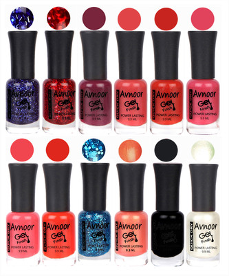 

Avnoor Trendy Color Gel Nail Polish Combo Set No 196 Multicolor(Pack of 12)