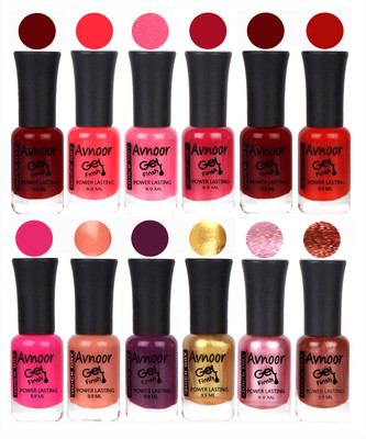 

Avnoor Trendy Color Gel Nail Polish Combo Set No 319 Multicolor(Pack of 12)