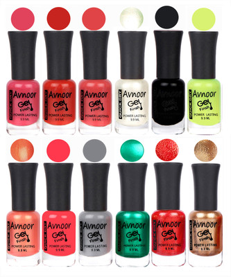 

Avnoor Trendy Color Gel Nail Polish Combo Set No 565 Multicolor(Pack of 12)