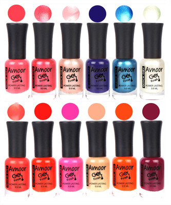 

Avnoor Trendy Color Gel Nail Polish Combo Set No 411 Multicolor(Pack of 12)
