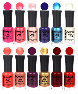 

Avnoor Trendy Color Gel Nail Polish Combo Set No 384 Multicolor(Pack of 12)