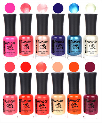 

Avnoor Trendy Color Gel Nail Polish Combo Set No 413 Multicolor(Pack of 12)