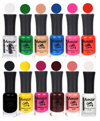 

Avnoor Trendy Color Gel Nail Polish Combo Set No 615 Multicolor(Pack of 12)