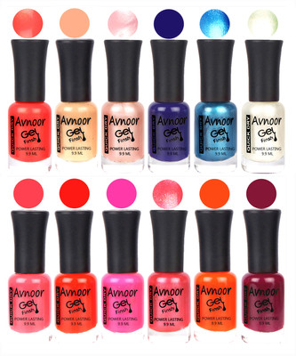 

Avnoor Trendy Color Gel Nail Polish Combo Set No 419 Multicolor(Pack of 12)