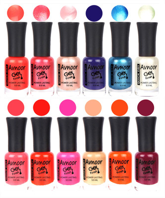 

Avnoor Trendy Color Gel Nail Polish Combo Set No 410 Multicolor(Pack of 12)