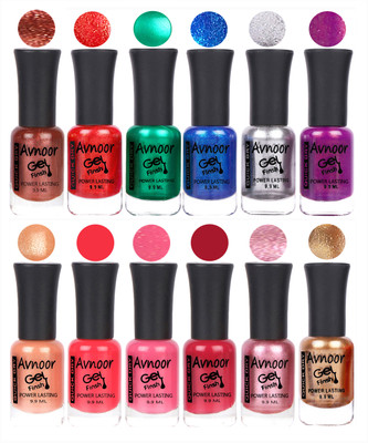 

Avnoor Trendy Color Gel Nail Polish Combo Set No 227 Multicolor(Pack of 12)