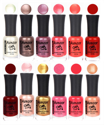 

Avnoor Trendy Color Gel Nail Polish Combo Set No 642 Multicolor(Pack of 12)