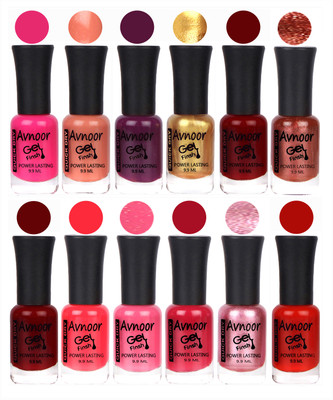 

Avnoor Trendy Color Gel Nail Polish Combo Set No 320 Multicolor(Pack of 12)