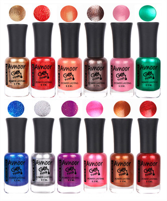 

Avnoor Trendy Color Gel Nail Polish Combo Set No 286 Multicolor(Pack of 12)