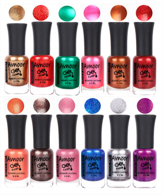 

Avnoor Trendy Color Gel Nail Polish Combo Set No 281 Multicolor(Pack of 12)