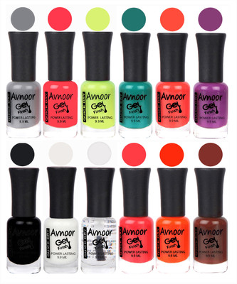 

Avnoor Trendy Color Gel Nail Polish Combo Set No 152 Multicolor(Pack of 12)