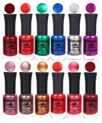 

Avnoor Trendy Color Gel Nail Polish Combo Set No 256 Multicolor(Pack of 12)