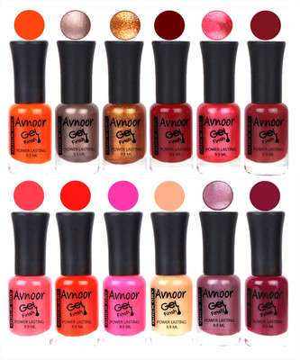 

Avnoor Trendy Color Gel Nail Polish Combo Set No 367 Multicolor(Pack of 12)