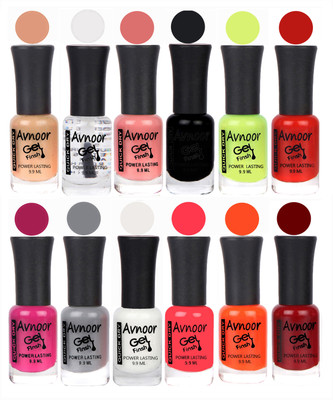 

Avnoor Trendy Color Gel Nail Polish Combo Set No 215 Multicolor(Pack of 12)