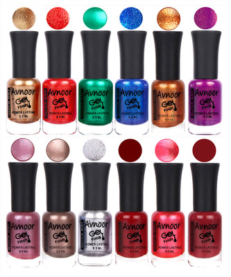 

Avnoor Trendy Color Gel Nail Polish Combo Set No 261 Multicolor(Pack of 12)