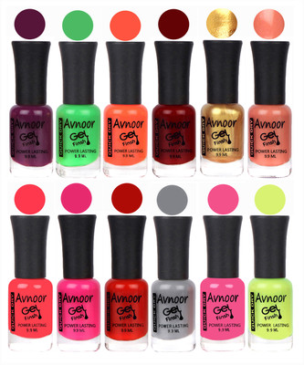 

Avnoor Trendy Color Gel Nail Polish Combo Set No 470 Multicolor(Pack of 12)
