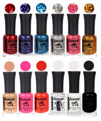 

Avnoor Trendy Color Gel Nail Polish Combo Set No 597 Multicolor(Pack of 12)